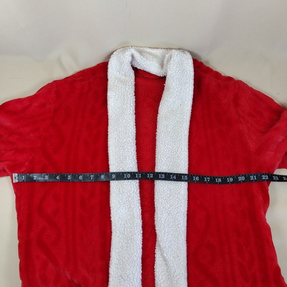 Martha Stewart Red White Plush Sherpa Fleece Intimates Loungewear Housewear Robe - Picture 7 of 8